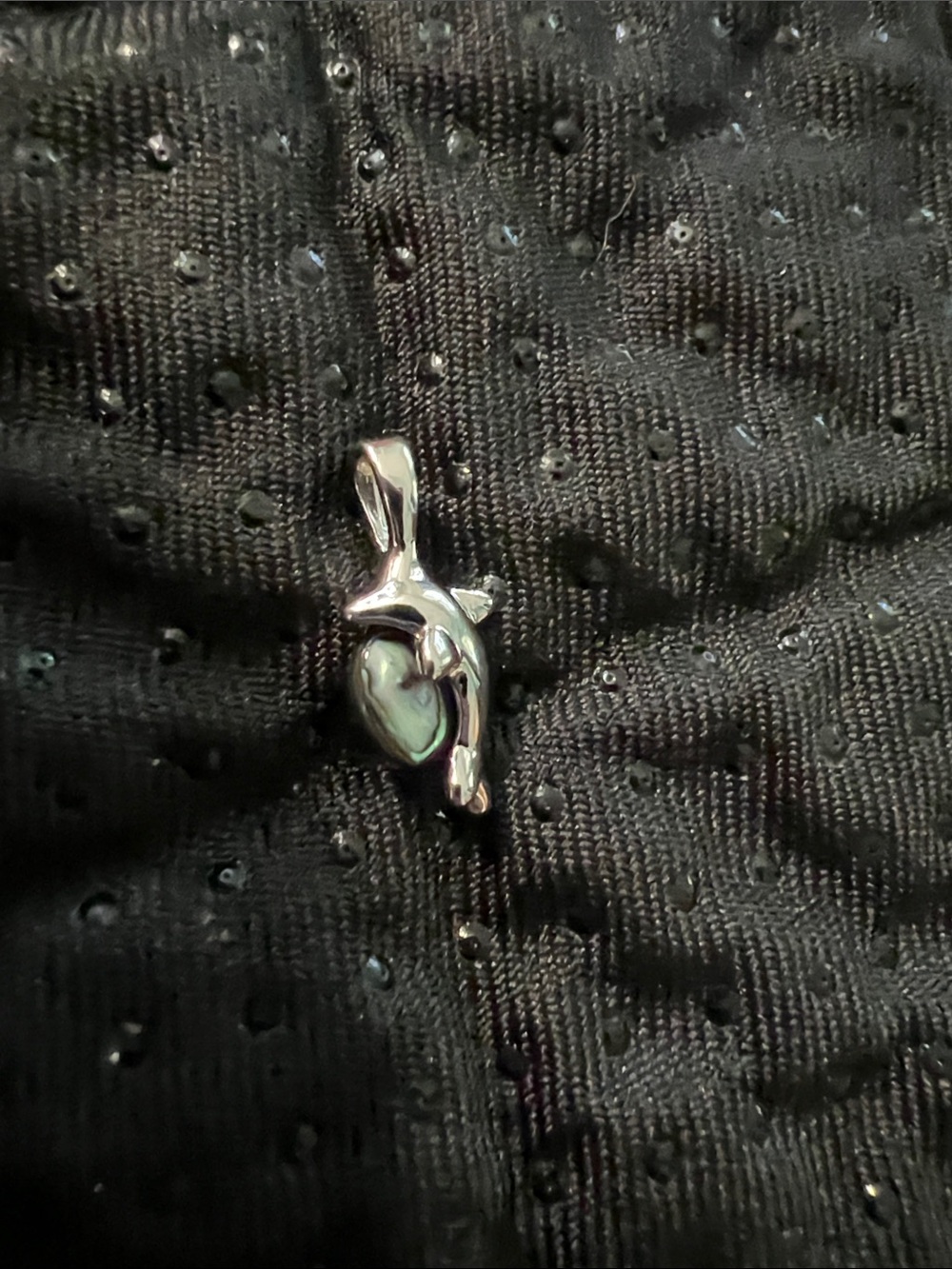 Iridescent Mother of Pearl / Abalone Silver Dolphin Pendant Charm